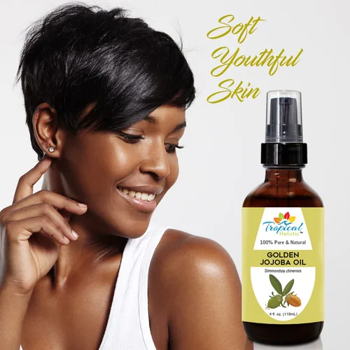 Vista 4 de Tropical Holistic Aceite de jojoba de 4 onzas, natural, puro, prensado en frío, sin refinar, hidratante para piel, cuero cabelludo seco, cabello