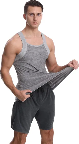Vista 3 de Different Touch Paquete de 3 camisetas sin mangas de corte cuadrado de ajuste seco para hombre