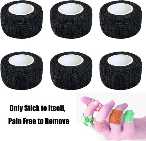 Vista 5 de Baisunt Paquete de 6 vendajes cohesivos de 1 pulgada, cinta autoadhesiva autoadhesiva autoadhesiva transpirable para muñeca, tobillo, deportes, Negro