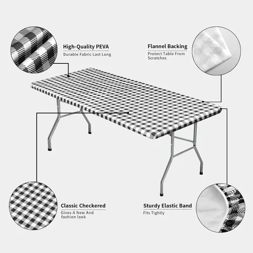 Vista 6 de OutdoorLines - Funda de vinilo ajustable para mesa de picnic con fundas de banco