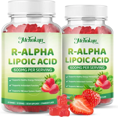 Vista 8 de R Gomitas de ácido alfa lipoico, ácido R-alfa lipoico estabilizado, suplemento ALA para apoyo antioxidante y metabolismo, veganas, sin OMG, sin