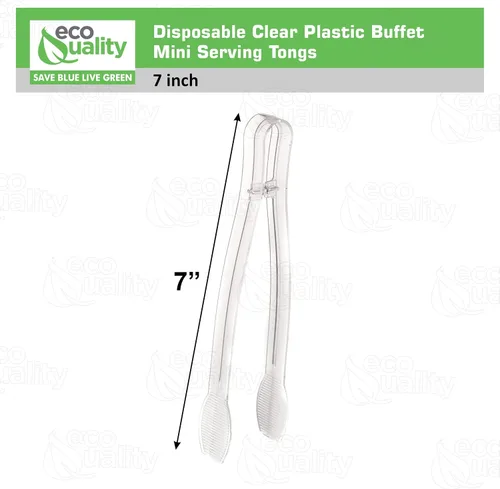 Vista 3 de Pinzas desechables de plástico transparente para servir bufé de 7 pulgadas, mini pinzas para utensilios, pinzas de aperitivo, pinzas de cocina
