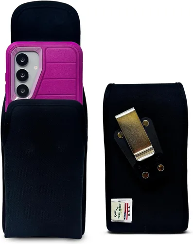 Vista 11 de Turtleback Funda diseñada para Galaxy S24 S23 S22 S21 S20 Funda de cuero negro con clip ejecutivo para cinturón, horizontal fabricada en Estados