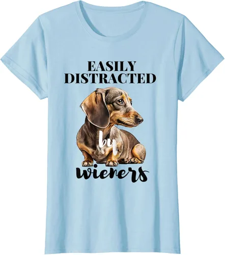 Vista 22 de Easy Distracted By Wieners Dachshund - Camiseta divertida para perro Weiner, Azul