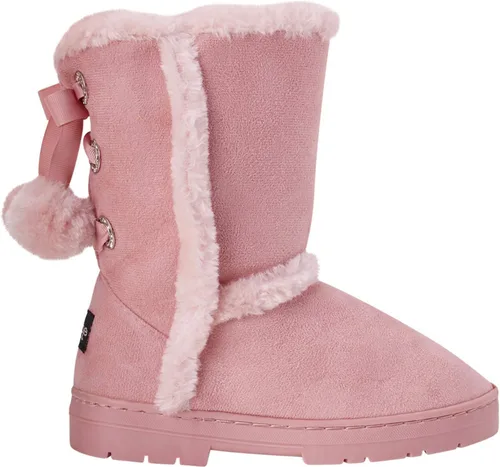 Vista 3 de bebe Girls Fur Trim Winter Boots with Back Lace Pom-Poms (ToddlerLittle GirlBig Girl)