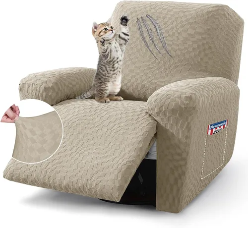Vista 28 de ZNSAYOTX 2026 Funda elástica para sillón reclinable de 3 piezas (61 cm-94 cm) Fundas súper suaves para silla reclinable con bolsillo grande y lazos