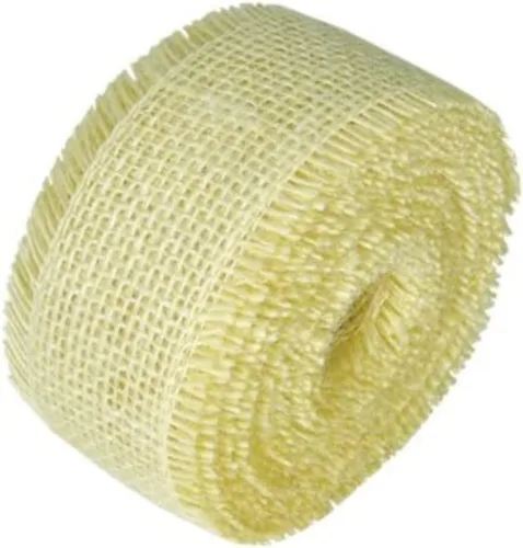 Vista 6 de Cinta de arpillera natural de 2.5 pulgadas, rollo de 10 yardas con bordes deshilachados