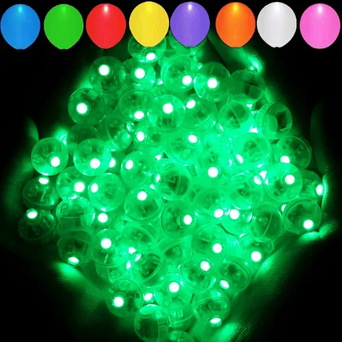 Vista 8 de Aogist - 50 mini luces de 10 colores, luz LED impermeable de largo tiempo de espera, funciona con pilas, lámpara de bola para globo, farol de papel