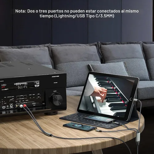 Vista 3 de Adaptador de Audio Auxiliar de Cable Lightning a RCA, Cable RCA a 3.5mm, Cable de Audio USB C a 2 RCA, (Cable de Audio 3 en 1) para Amplificador