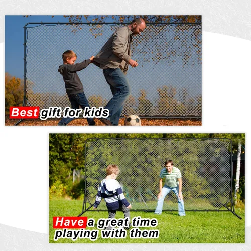Vista 6 de Outus Red de rebote de fútbol portátil de 12 x 6 pies, equipo de entrenamiento de fútbol para fútbol, tenis, voleibol, voleibol, práctica