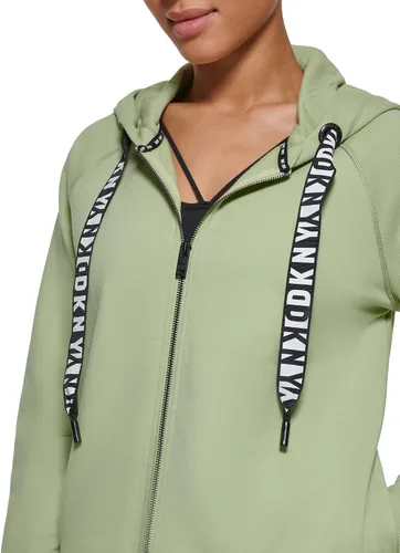 Vista 4 de DKNY Sudadera con capucha de forro polar con cremallera completa y cordón