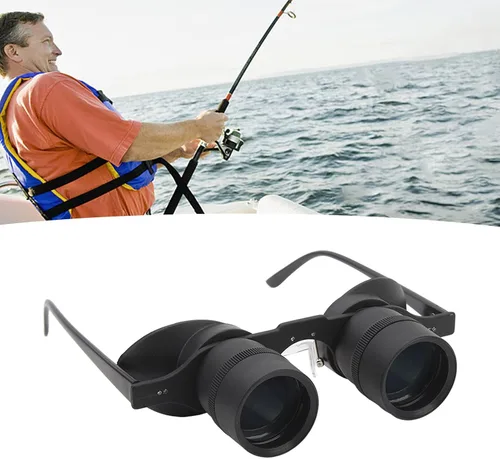 Vista 7 de Gafas binoculares manos libres para pesca, observación de aves, gafas de ópera con zoom 10X con lente polarizada, distancia de enfoque ajustable