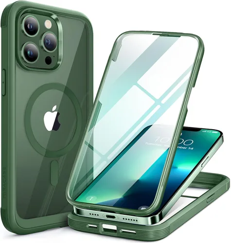 Vista 232 de Miracase - Funda magnética para iPhone 13 Pro Max de 6.7 pulgadas (compatible con MagSafe), transparente, completo, protector de pantalla de vidrio