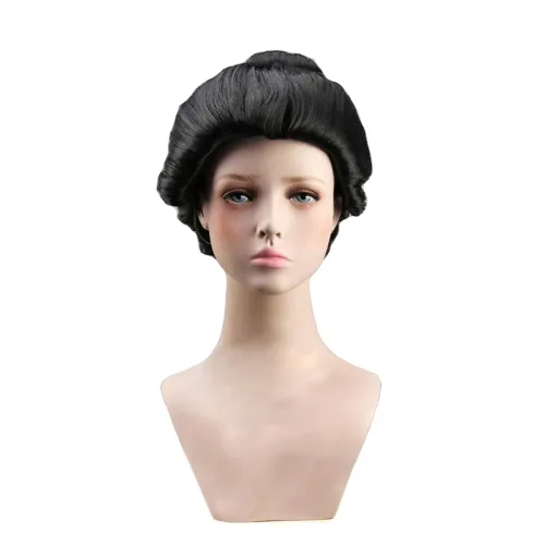 Vista 3 de Peluca corta negra de estilo especial para mujer, peluca de geisha
