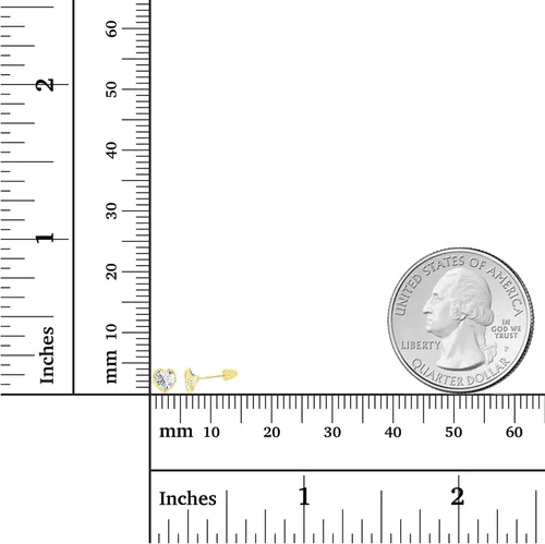 Vista 4 de Aretes de tuerca de oro macizo de 14 quilates, hipoalergénicos, de 0.157 in, con forma de corazón, bisel pulido y parte trasera de tornillo