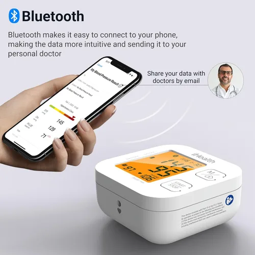 Vista 7 de iHealth Track Smart Monitor de presión arterial de brazo superior con manguito de amplio rango que se adapta a brazos de adulto estándar a grandes