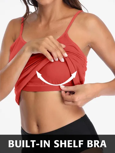 Vista 52 de Camisa Attraco de algodón, con tirantes estilo espagueti, con brasier incorporado, 2 paquetes, para mujer