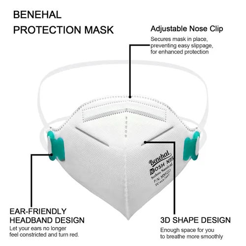 Vista 2 de Máscara facial N95, paquete de 30 mascarillas desechables N95 con certificación NIOSH N95, 5 capas, seguridad transpirable, eficiencia del filtro