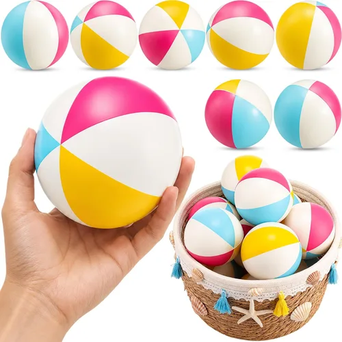 Vista 15 de Jerify - 24 mini bolas de estrés para playa de 2.5 pulgadas, espuma de arcoíris, recuerdos de fiesta Soft PU Foam Stress Relief, Colorful Toys for