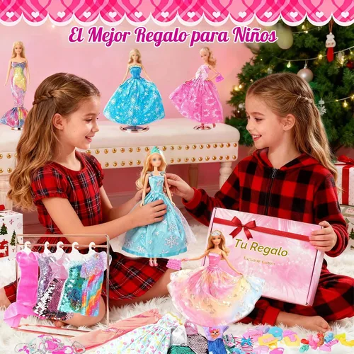 Vista 2 de 120 piezas de ropa y accesorios para muñecas, 5 vestidos, 21 vestidos
