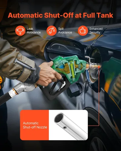 Vista 3 de VEVOR - Boquilla de combustible automática de 1 pulgada NPT, tasa de flujo máxima de 21.6 GPM, boquilla de bomba de gasolina diesel con apagado