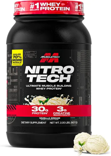 Vista 11 de Muscletech Proteína de suero en polvo (Galletas y Crema, 4 libras) - Fórmula Nitro-Tech Ultimate para construcción muscular con aislado de proteína