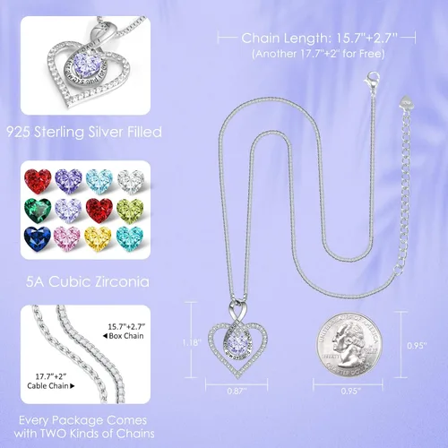 Vista 4 de LIANYU 925 Sterling Silver Necklace for Women, Heart Necklace for Women Birthday Gifts for Women Girlfriend Wife Gifts for Anniversary Infinity