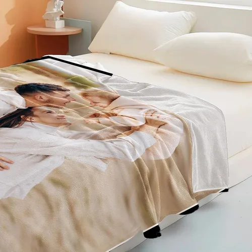 Vista 5 de Manta personalizada con texto fotográfico, manta de franela personalizada, manta personalizada con imagen para bebés, adultos, familiares y amigos
