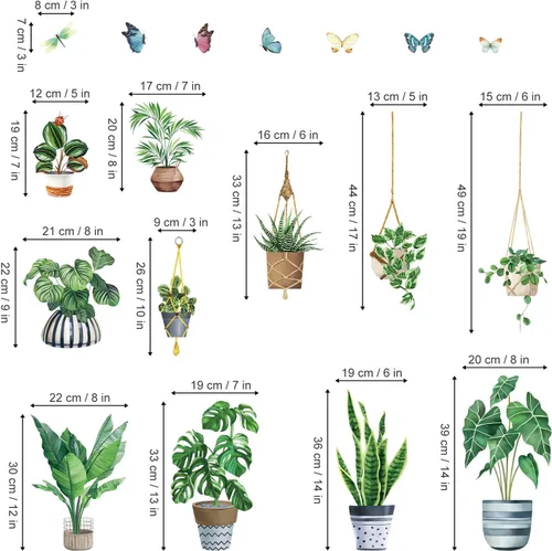 Vista 5 de decalmile Calcomanías reutilizables botánicas de cactus de plantas