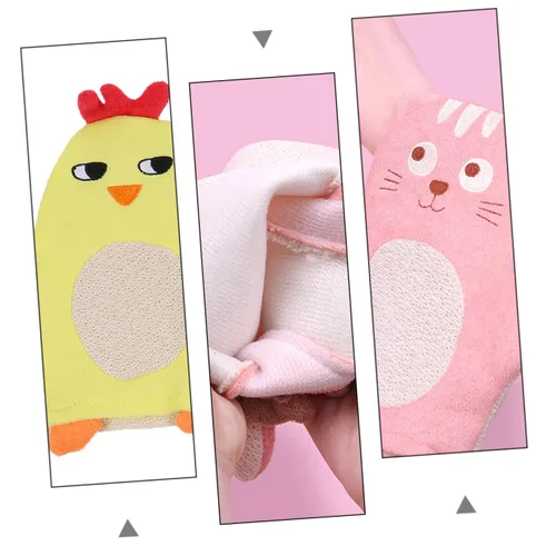 Vista 7 de 6Pcs Bath Mitts Washcloths Soft Body Cleaning Gloves with Cartoon Patterns for Gentle Scrubbers for Bath Enjoyment and Delicate Skin Care