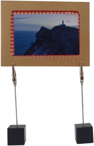 Vista 3 de Xiaoyztan Soporte de clips de notas, soporte de números de mesa de cubo negro, clip de papel para uso en oficina, hogar, soporte de notas