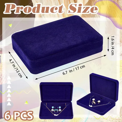 Vista 2 de Juego de joyas grande de 6 piezas, collar y anillo de pendiente, caja de regalo de franela, caja de regalo de joyería, caja de joyería para viajar
