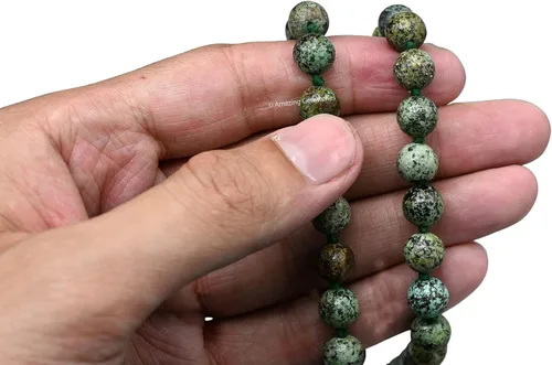 Vista 5 de Collar y Pulsera de Cuentas de Oración Japa Mala de Amazing Gemstone, 108 Cuentas para Meditación turquesa (African Turquoise)