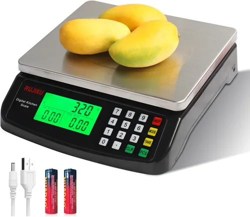 Vista 10 de Báscula de Alimentos 88lb/40kg Báscula Digital Grande de Cocina 0.05oz/1g con Cálculo de Precios Báscula Comercial Acero Inoxidable 304 báscula
