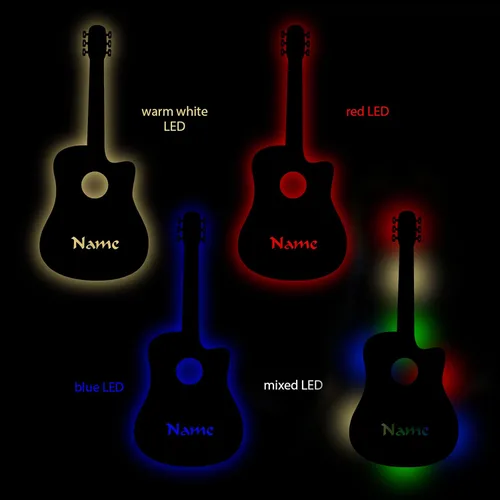 Vista 4 de Luz de guitarra LED única personalizada para colgar en la pared, personalizada con nombre para fanáticos de la música, hombres, mujeres, profesores