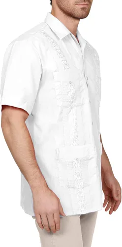 Vista 2 de NE PEOPLE - Camiseta de manga corta para hombre, diseño de Guayabera cubana, con botones, tallas S-4XL