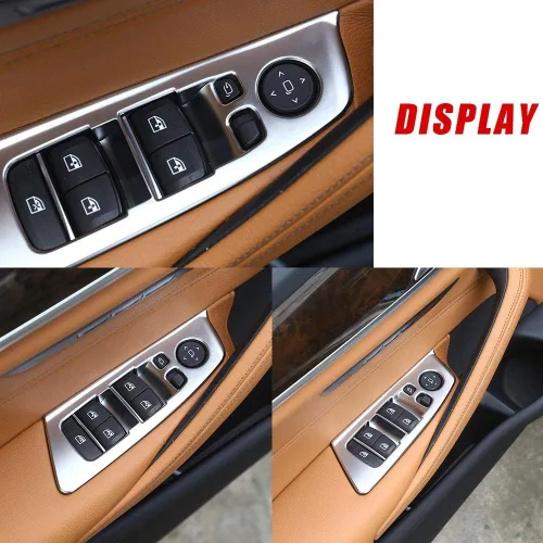Vista 9 de Marco de botón de ventana, 4 piezas para interruptor de ventana de automóvil, para 5 series G30 2017-2018