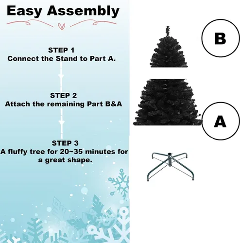 Vista 8 de SHATCHI Árbol artificial imperial negro de 4 pies, 230 puntas, árbol artificial con soporte de metal