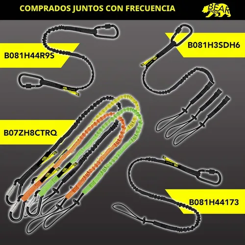 Vista 4 de BearTOOLS Cordón para herramientas de doble conector, carga máxima de 19.8 lbs, correa elástica para herramientas con ganchos de conexión de bloqueo