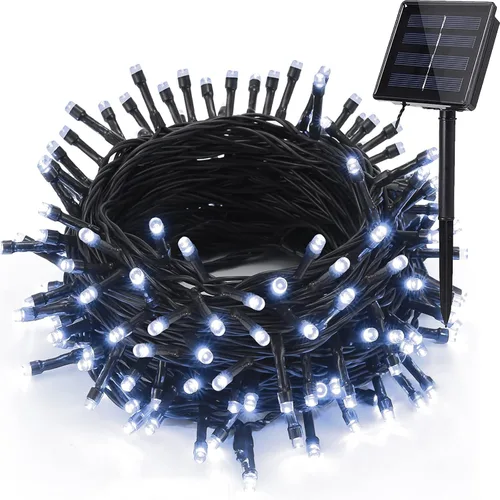 Vista 12 de Luces solares de Navidad para exteriores, tira de luces de 33 pies con 100 luces LED con 8 modos, luces de hadas impermeables para Navidad