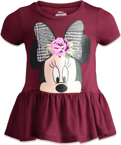 Vista 2 de Disney Minnie Mouse - Conjunto de camiseta y leggings florales de péplum para bebés y niños grandes (12 meses - 14-16)