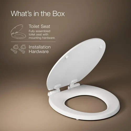Vista 9 de KOHLER Stonewood Quiet-Close, Asiento de inodoro redondo de cierre suave, madera duradera, fácil instalación, ajuste universal, elementos esenciales