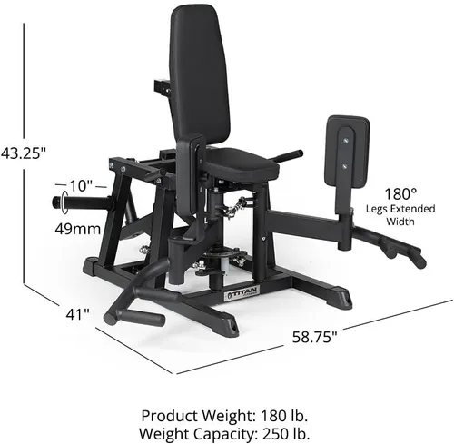 Vista 7 de Titan Fitness Máquina de ejercicios de abductor y aductor de cadera con carga en placa, clasificada 250 libras, máquina estabilizadora combinada