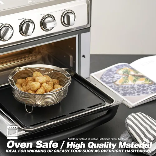 Vista 6 de Cesta de vapor instantánea para llevar con asas y pies, construcción de acero inoxidable SUS304 de alta calidad, cesta coladora perforada multiusos