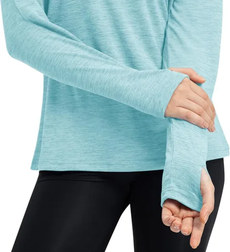 Vista 5 de TBMPOY - Camiseta de manga larga y capucha con protección solar FPU 50 + para mujer, para pesca, senderismo, salidas al aire libre, camiseta ligera