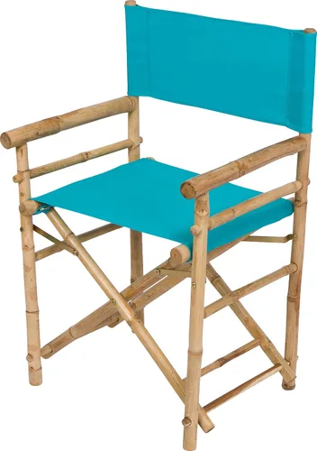Vista 4 de Statra Silla plegable de director de bambú, portátil, para acampar al aire libre, juego de 2, color azul aguamarina