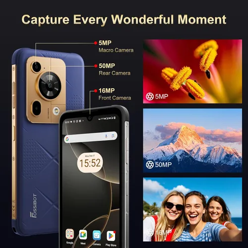 Vista 6 de FOSSIBOT F112 Pro 5G Smartphone resistente desbloqueado, 24GB+256GB/1TB Android 14 Teléfono resistente, 7150mAh batería teléfono celular, pantalla