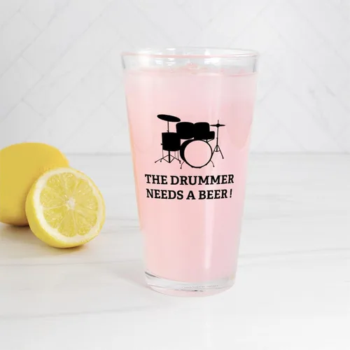 Vista 3 de CafePress Drummer - Vaso de cerveza para beber, 16 onzas Clear - Cerveza de batería