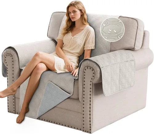 Vista 17 de PrinceDeco Funda para Silla y Sofá Impermeable Funda de Sillón Sofá Antideslizante Funda de Sofá Protector de Muebles con Correas Elásticas