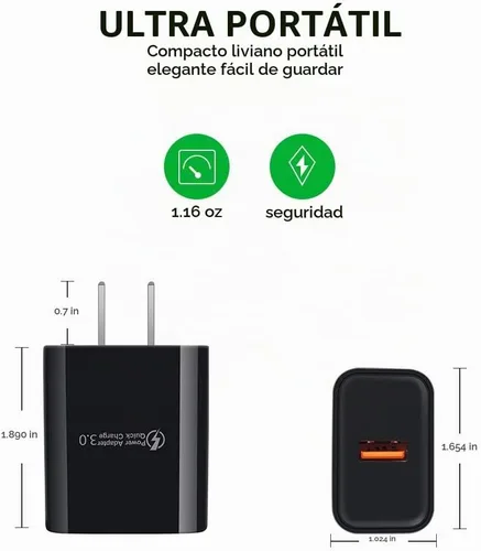 Vista 4 de Carga rápida adaptativa rápida 3.0 cargador de pared Bloque de carga rápida